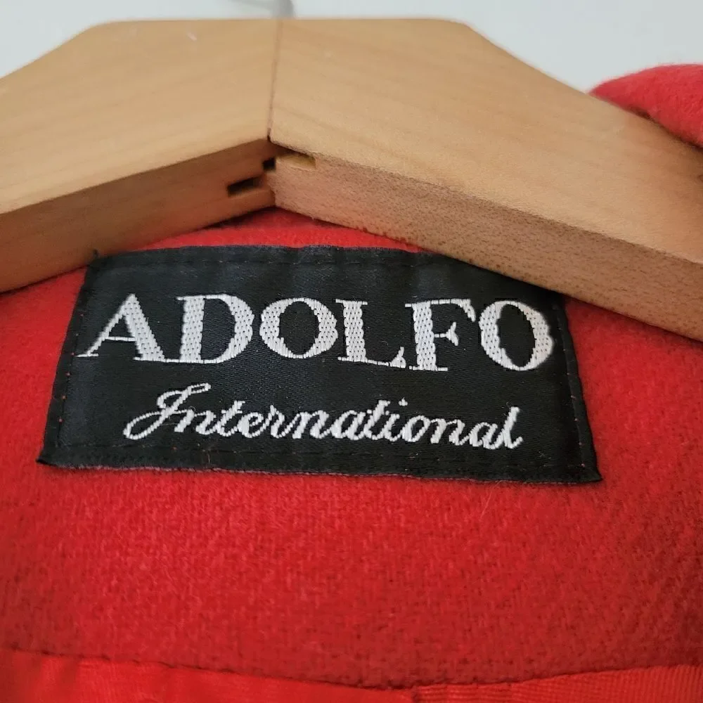 Vintage Adolfo International 100% Wool Red Blazer Jacket 8